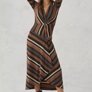Anthropologie Maeve Striped Wrap Midi Dress Size S